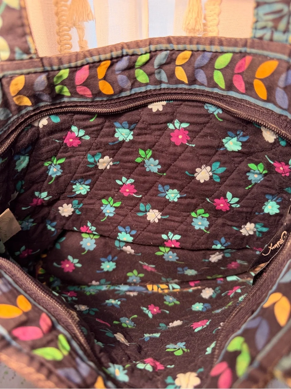 Vera Bradley Quilted Floral Tote Bag in Black and Multicolor